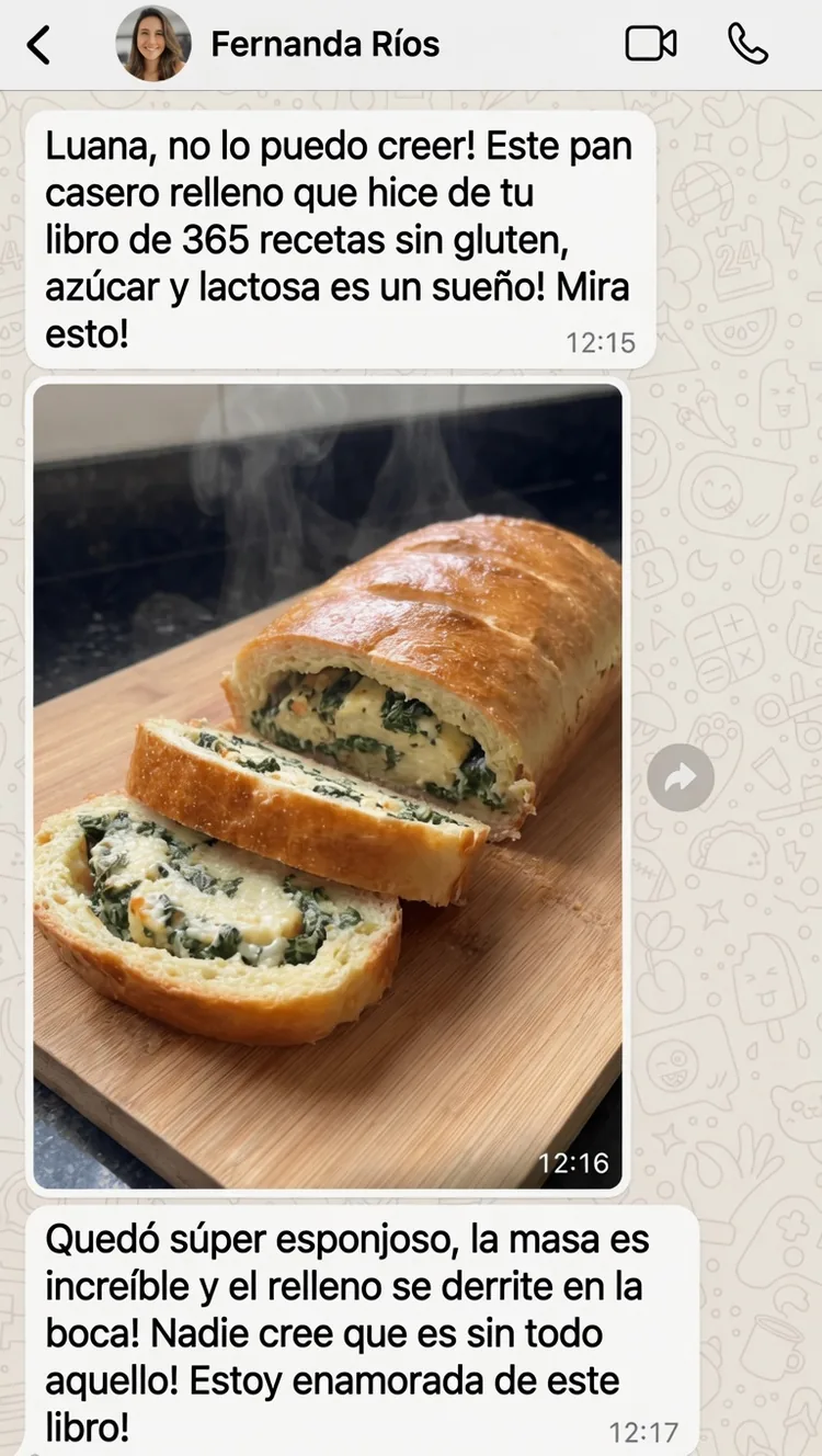 Mensaje de Fernanda Ríos sobre el pan casero relleno